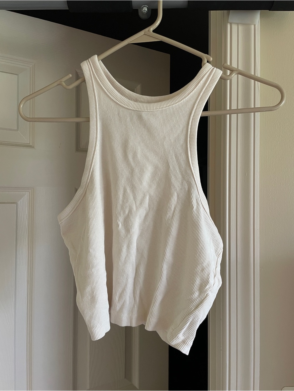 Women's Ribbed White Tank Top - Classic Racerback